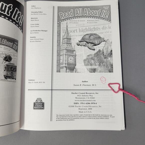 Read All About It Susan Fineman Workbook Grades 6-7 Teacher Created Resources - Picture 4 of 16